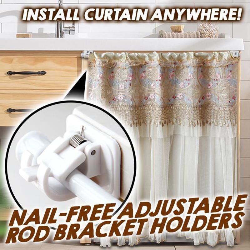 Nail-free Adjustable Rod Bracket Holders(Set of 2)