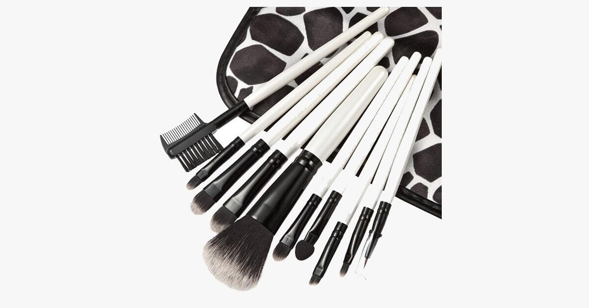 10 Piece Beauty Eyeshadow Brush Kit Set Wood Makeup Brushes Set With Printed Pouch Bag
