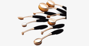 10 Piece Black And Gold Oval Brush Set