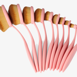 10 Piece Soft Pink Oval Brush Set
