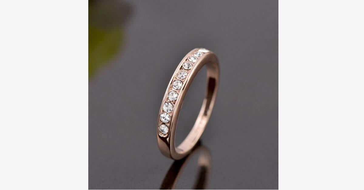 18K Rose Gold Simulated Diamond Ring Eternity Bands For Women In 4 Sizes Add A Hint Of Glam To Your Hand