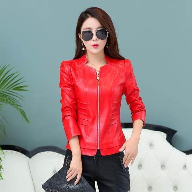 2018 Casual Long Sleeve Leather Jacket