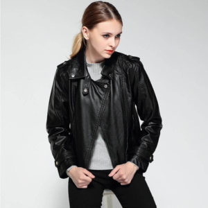 2018 Spring Autumn Pu Leather Faux Jacket