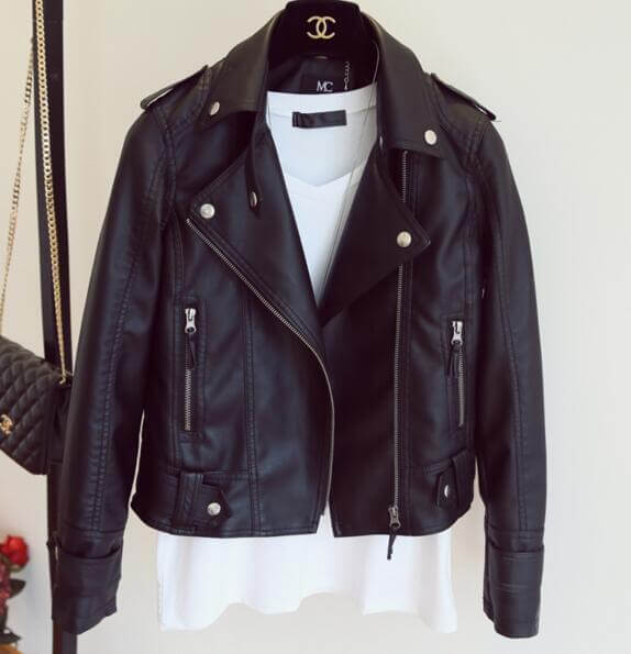 2018 Spring Autumn Pu Leather Faux Jacket