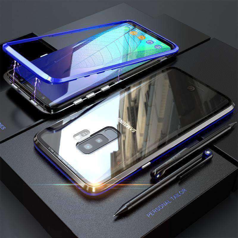 2019 New Fashion Magnetic Adsorption Transparent Tempered Glass Cover Phone Case