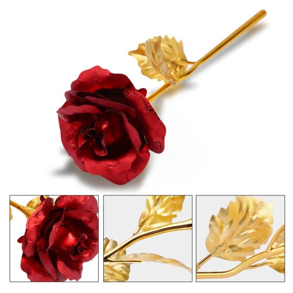 24K Gold Plated Rose Dipped Artificial Rose Flower Gift