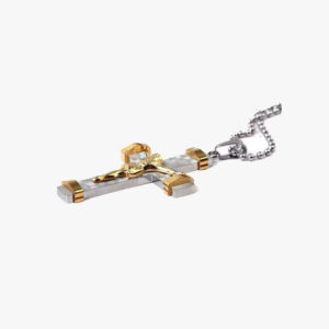 24K Gold Plated Two Tone Cross Pendant