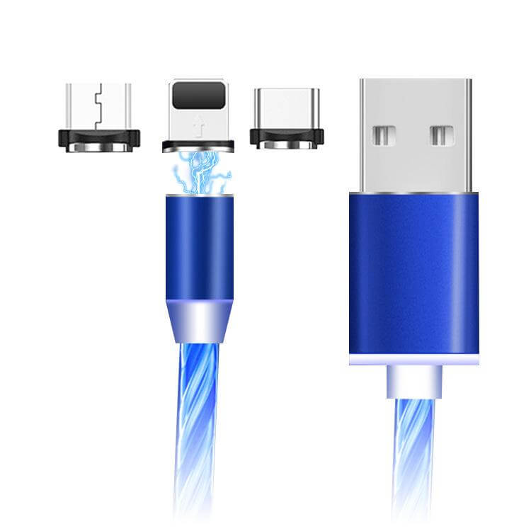3 In 1 360 Rotatable Magnetic Luminous Usb Data Cable Android Iphone Type C
