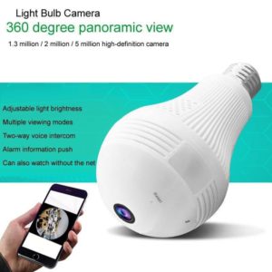 360 Degree Video Camera Panorama 1 3 2 5 Million Pixel Bulb With Hotspot Wireless Wifi Mobile Phone Remote Dual Light Ip
