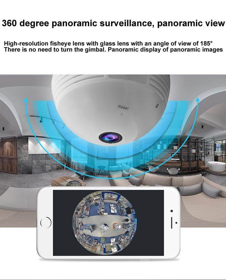 360 Degree Video Camera Panorama 1 3 2 5 Million Pixel Bulb With Hotspot Wireless Wifi Mobile Phone Remote Dual Light Ip