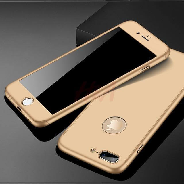 360 Full Protection Phone Case For Iphone With Front Glass Cover 5 Colors