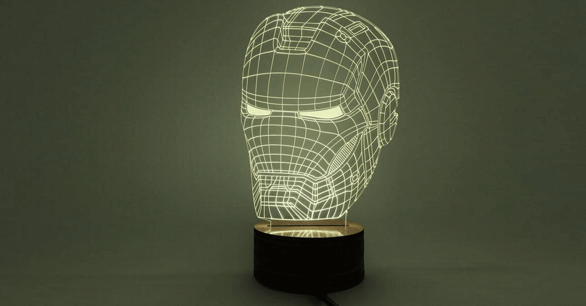 3D Optical Illusion Lamp With Iron Man Head A Great Collectible For All Marvel Fans