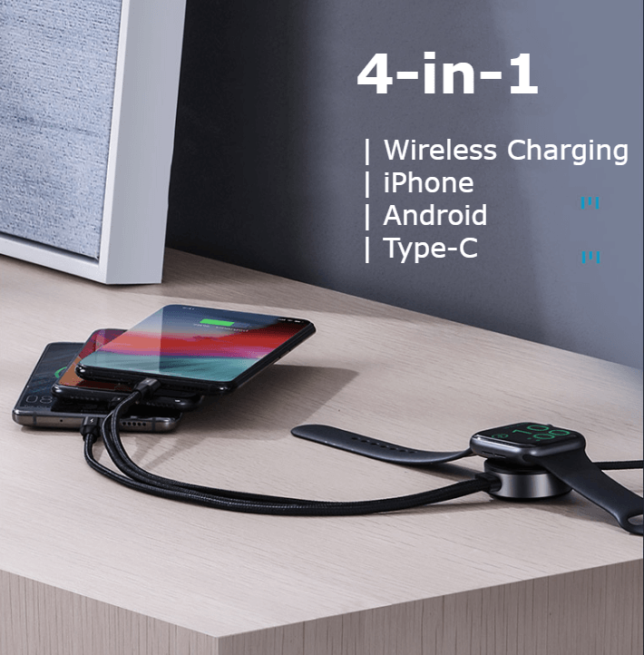 4 In 1 Wireless Charging Usb Charging Cable Support Android Iphone Type C