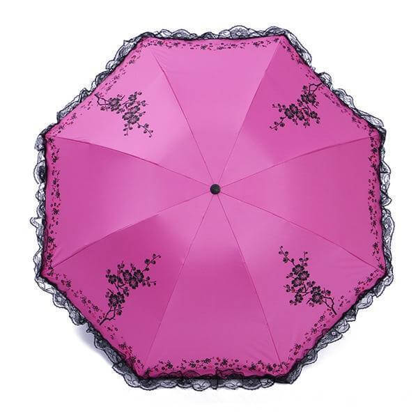 6 Colors Parasol Lace Three Folding Umbrella