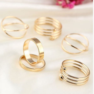 6Pc Gold Stackable Ring Set
