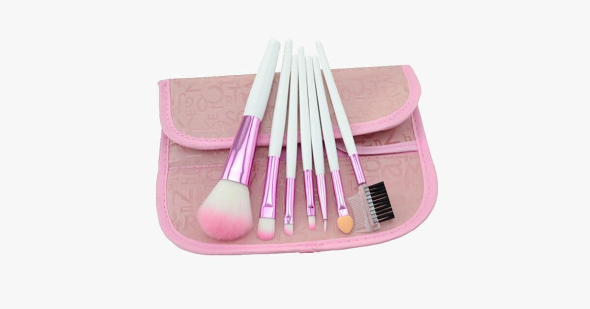 7 Piece Pink Brush Set Makeup Brushes For A Flawless Look