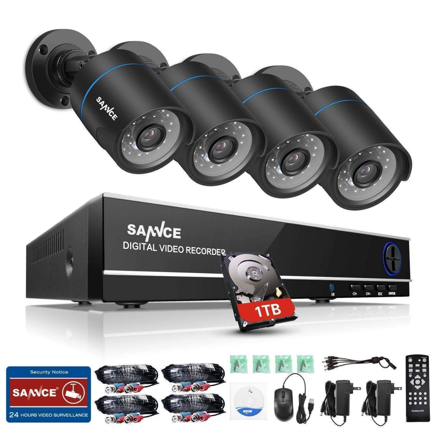 720P 4Ch Home Video Security Cameras System With 1080N Dvr