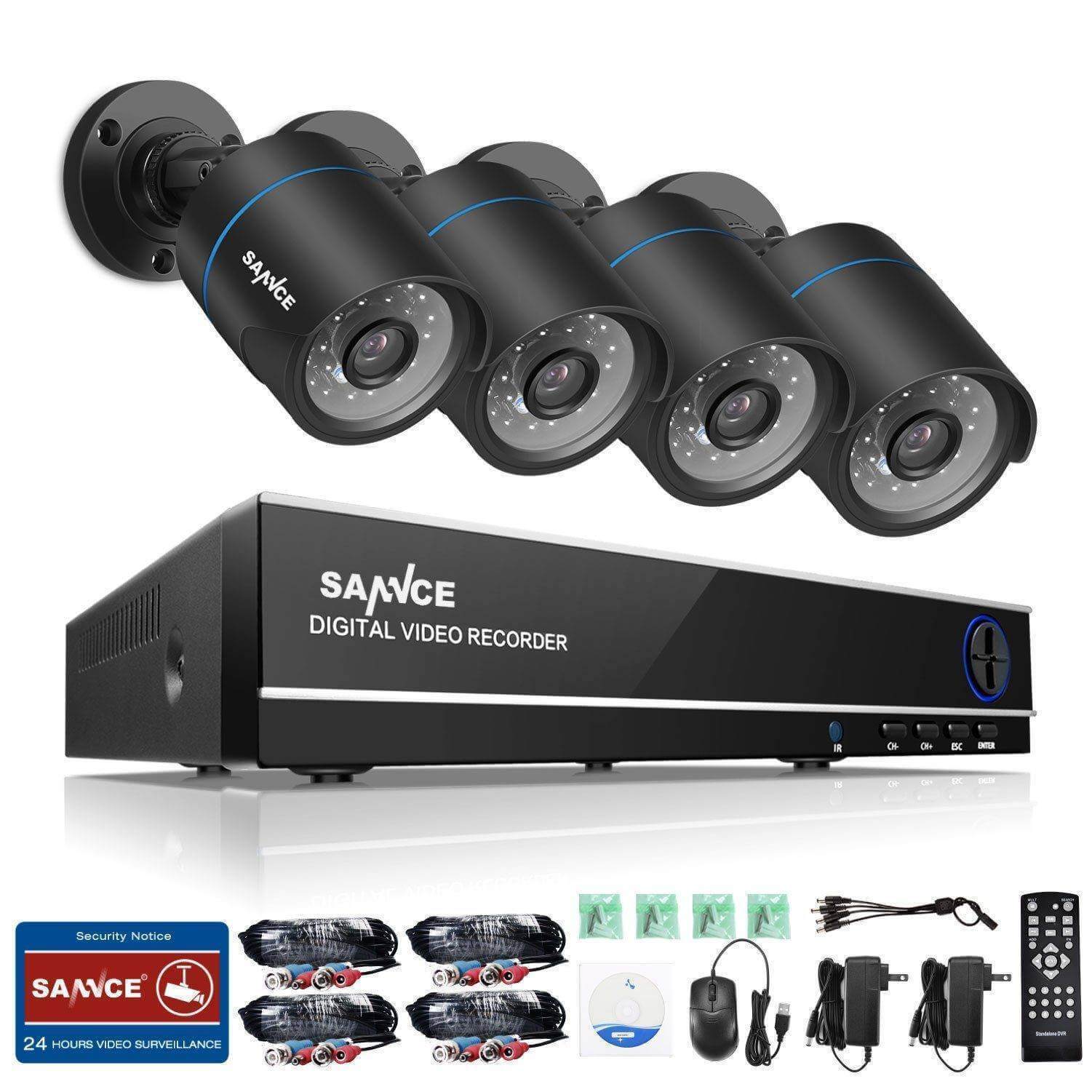 720P 4Ch Home Video Security Cameras System With 1080N Dvr