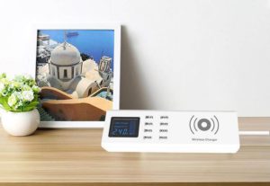 8 Port Wired Wireless Charge Station With Digital Display