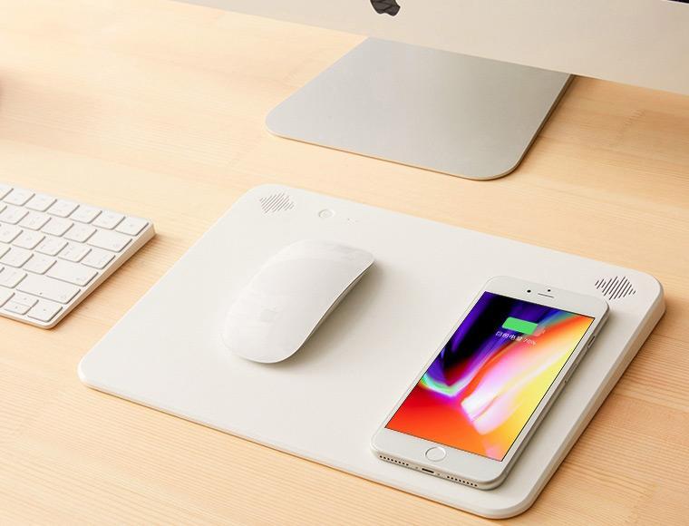 A Genius Mouse Pad That Is Also A Bluetooth Speaker Power Bank Wireless Charging Pad
