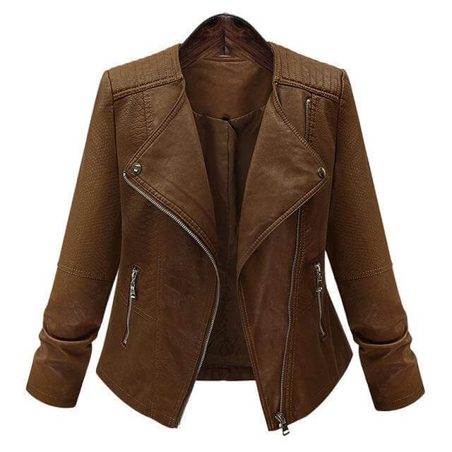 Achiewell Long Sleeve Leather Jacket