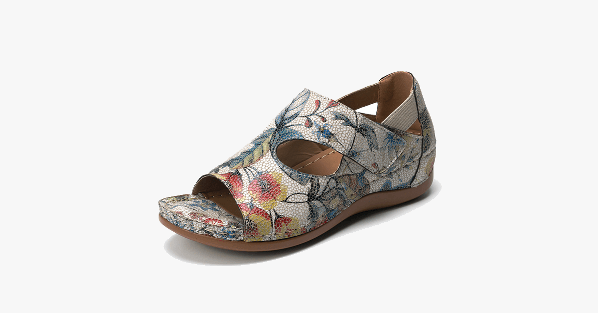 Adjustable Floral Pattern Summer Sandals