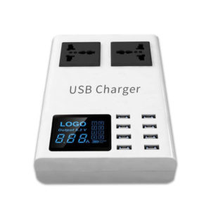 All In One Wired Wireless Charging Hub With Universal Outlets Digital Screen