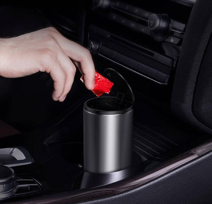 Aluminum Alloy Car Mini Trash Can With Trash Bags For Car Office Home
