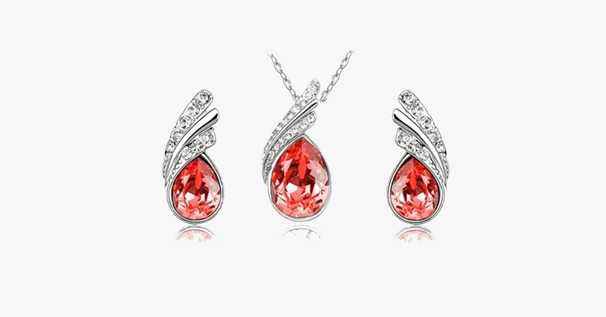 Angle Tear Drop Austrian Crystal Pendant Earring Set A Unique And Fashionable Addition To Your Collection