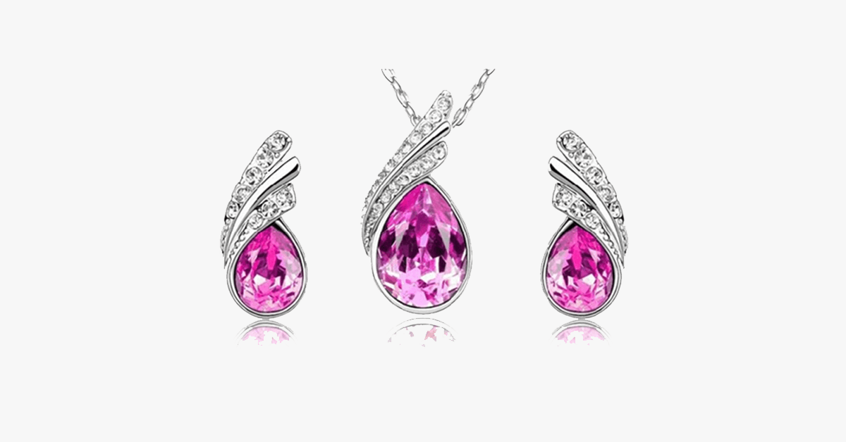 Angle Tear Drop Austrian Crystal Pendant Earring Set A Unique And Fashionable Addition To Your Collection