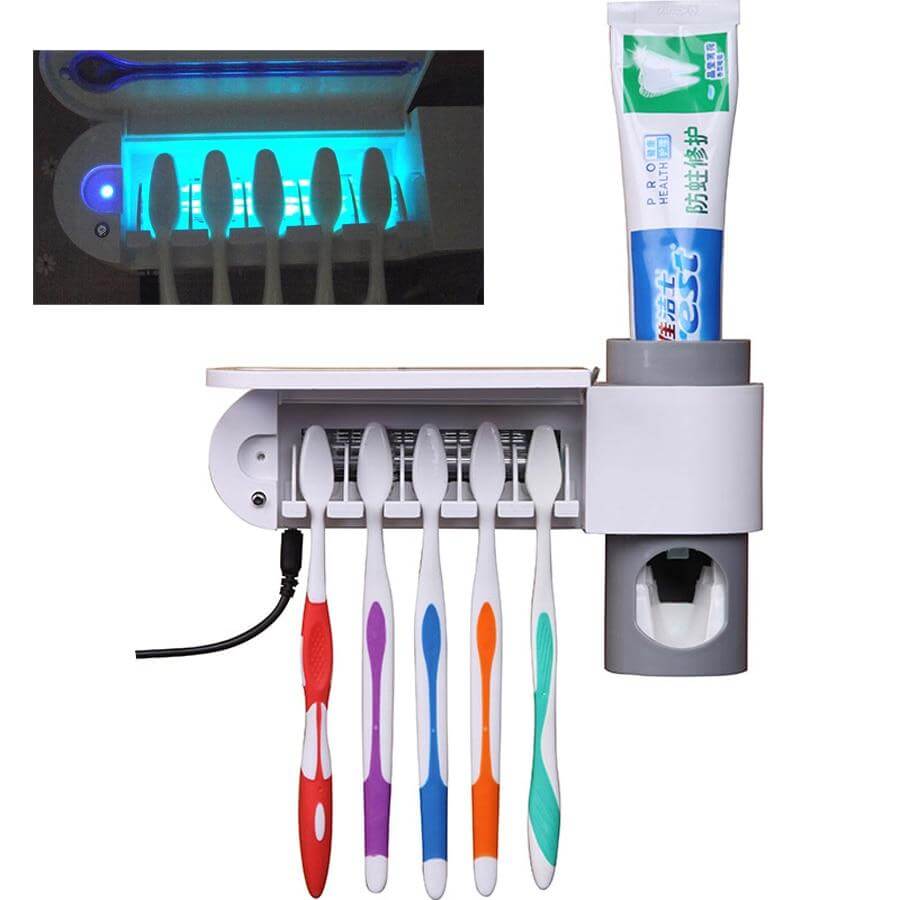 Antibacteria Uv Light Ultraviolet Toothbrush Automatic Toothpaste Dispenser Sterilizer Toothbrush Holder Cleaner