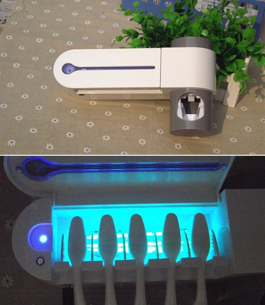 Antibacteria Uv Light Ultraviolet Toothbrush Automatic Toothpaste Dispenser Sterilizer Toothbrush Holder Cleaner