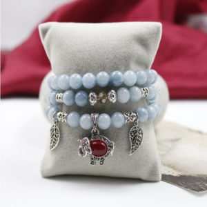 Aquamarine Multi Layer Ruby Stone Elephant Bracelet