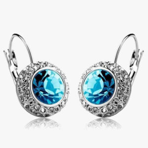 Austrian Crystals Round Moon River Jewelry Set Ear Rings Pendant Necklace In A Fashionable Set