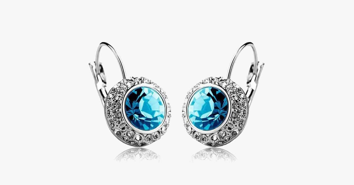 Austrian Crystals Round Moon River Jewelry Set Ear Rings Pendant Necklace In A Fashionable Set