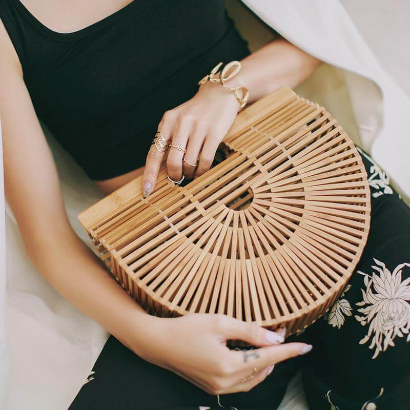 Bamboo Bag Bamboo Purse Designer Wood Clutch Women