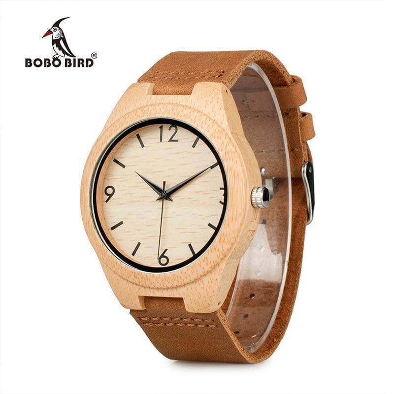 Bamboo Wooden Watches For Men And Women Leather Band In Wood Gift Box