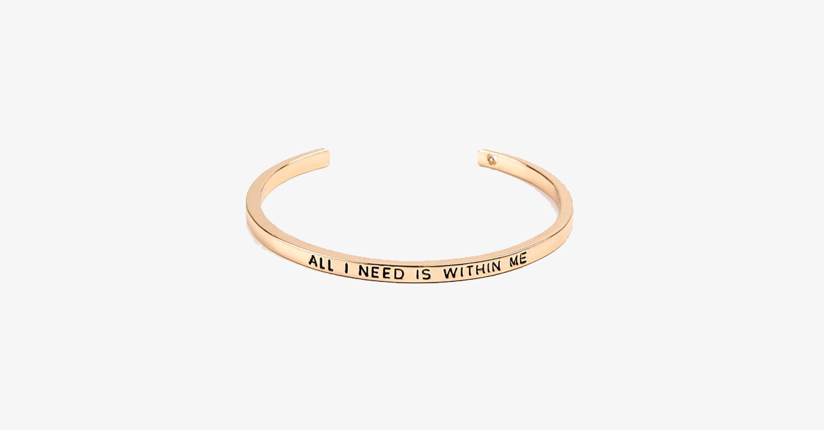 Beautiful Cuff Bangle Bracelet With Motivational Quote