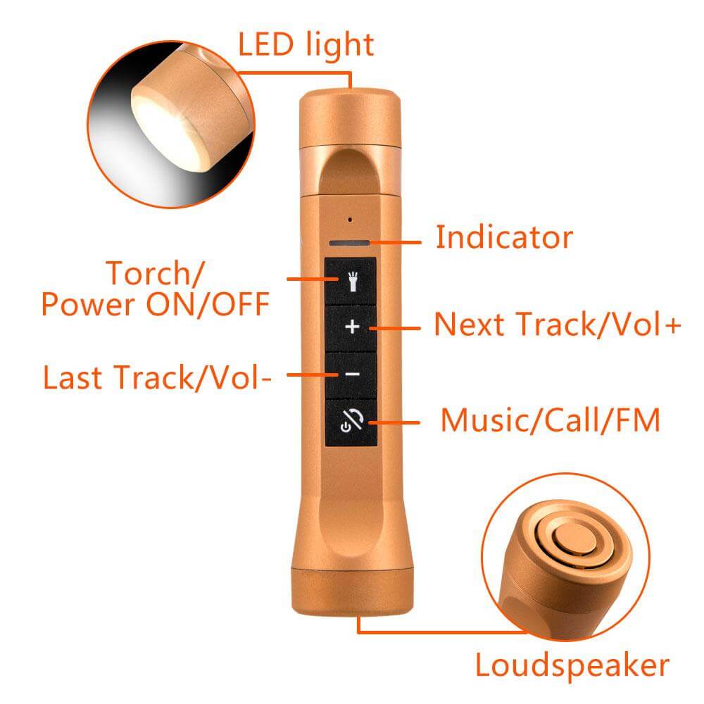 Bicycle Bluetooth Speakers Waterproof Led Light Power Bank