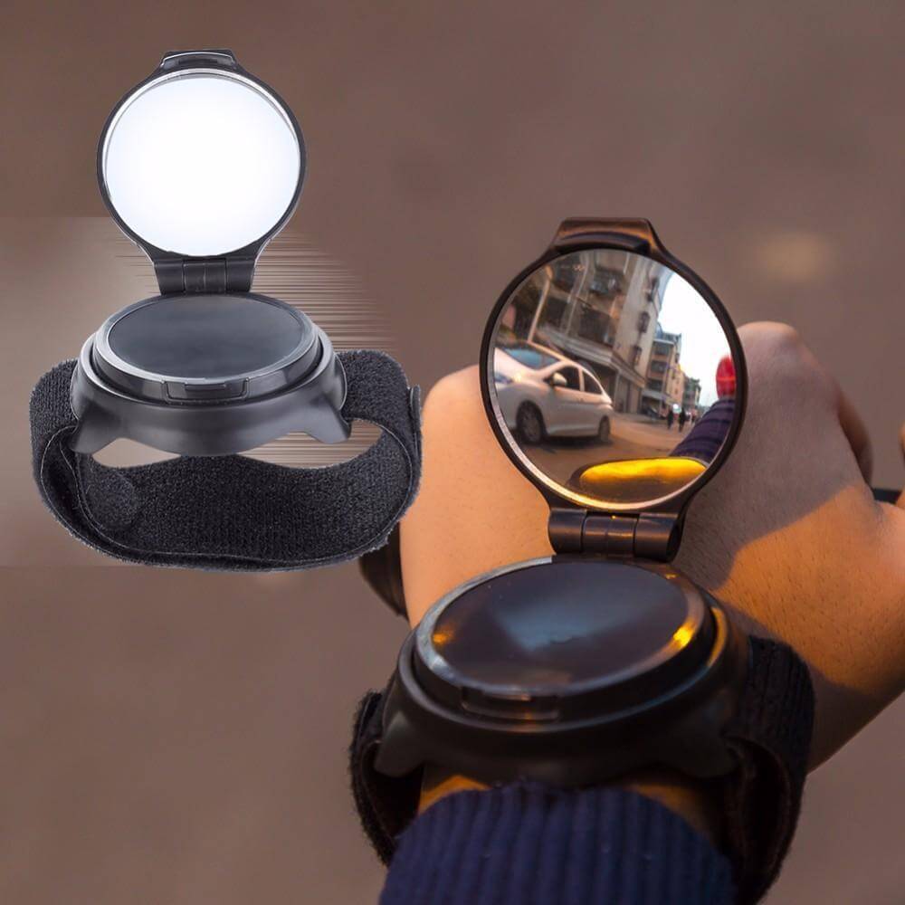 Bicycle Wrist Rear View Mirror 360 Rotating Safety Mirror