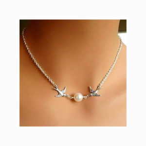 Bird Pearl Collarbone Length Necklace