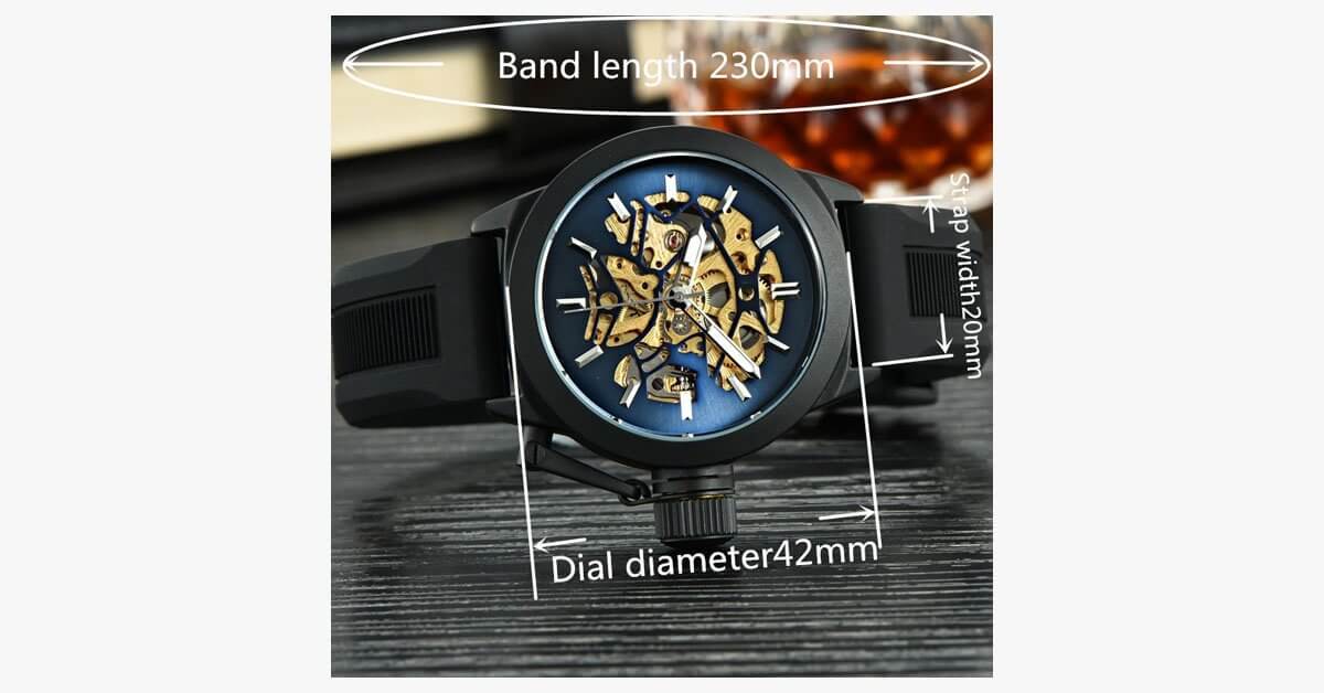Black Silicone Strap Mechanical Watch
