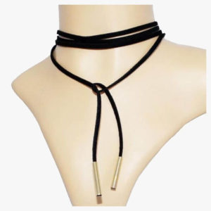 Black Thin Leather Strap Choker Necklace