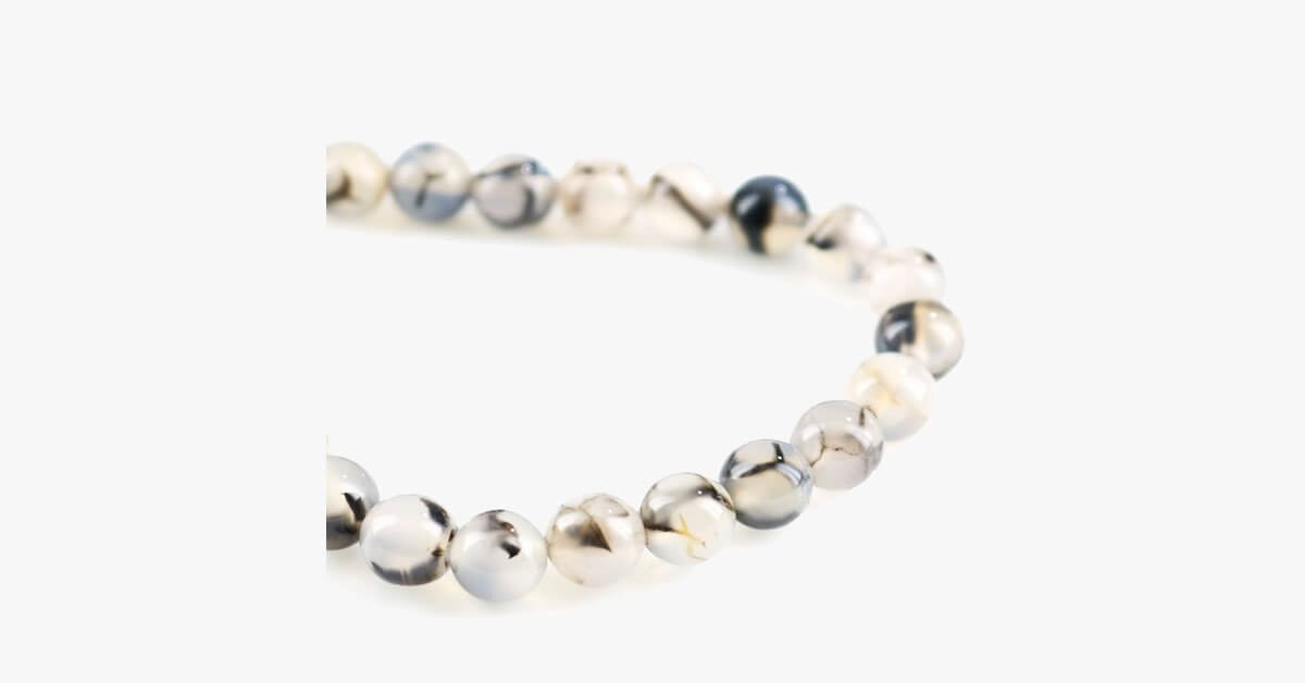 Black White Texture Onyx Chalcedony Beads Bracelet Necklace