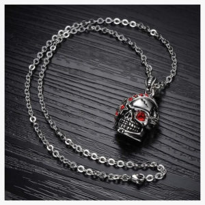 Bloody Stainless Steel And Cubic Zirconia Skull Pendant
