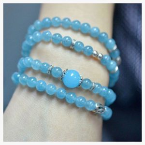 Blue Agate Beaded Bracelet