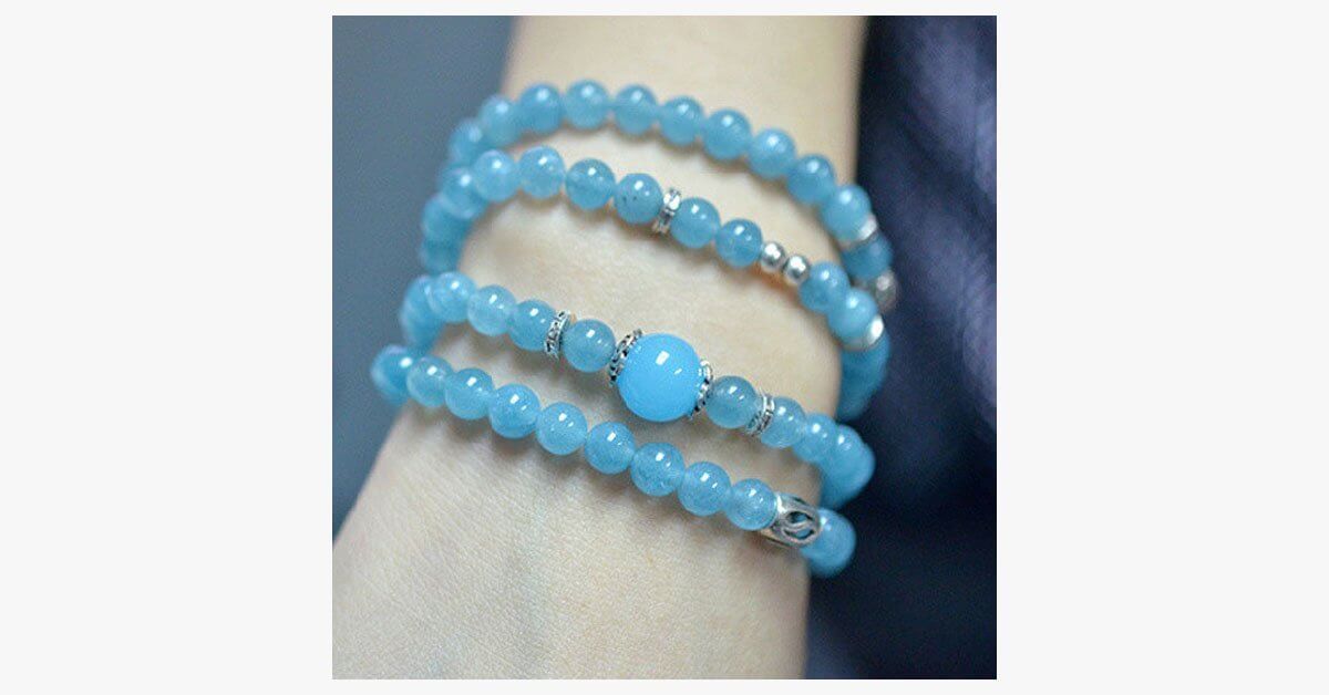 Blue Agate Beaded Bracelet