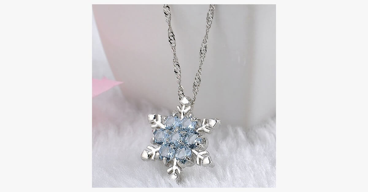 Blue Crystal Snowflake Zircon Flower Silver Necklaces Pendant