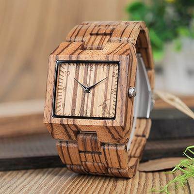 Bobo Bird Bamboo Wood Wooden Mens Watches Rectangle Design