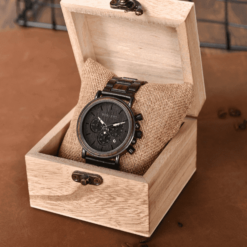 Bobo Bird Luxury Wood Stainless Steel Mens Watch Wooden Chronograph